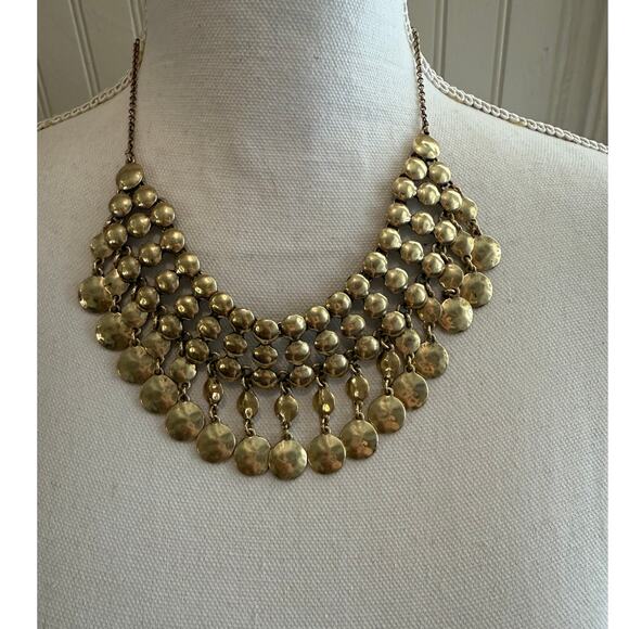 Lucky Brand Gold Statement Bib Collar Necklace - Picture 1 of 3
